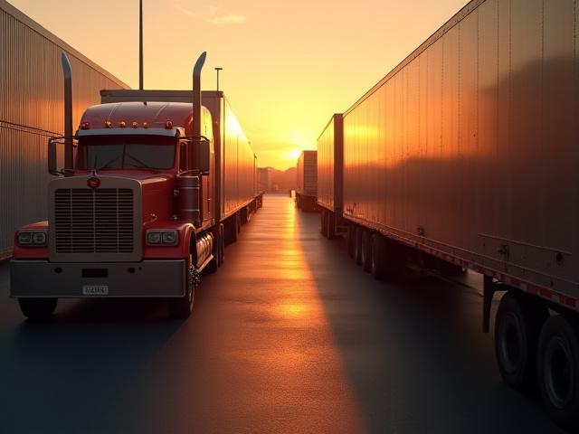 Collage of Amir's Trucking logistics operations from early days to current specialized fleet